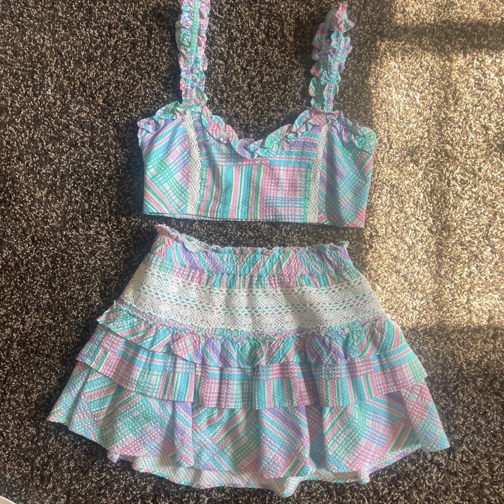 Loveshackfancy matching set 🩵 XS top and skirt
